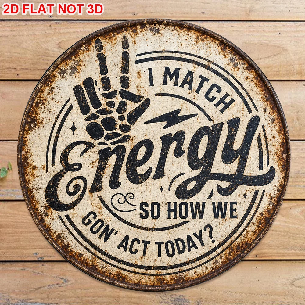 1pc 8X8In/20X20Cm 2D Flat Circular Sign, Retro Plaque about 