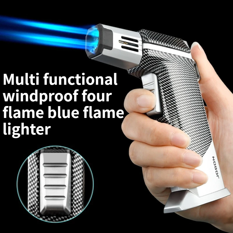 

Portable Household Four Straight Inflation Lighter with Lock Fire Continuous Ignition Baking Igniter