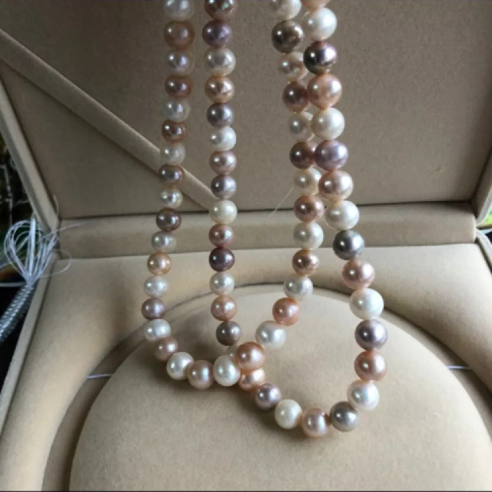 

1 row/Gorgeous necklace AAAA9-10mm natural South Sea pearl necklace 16in '18in/925s-Support customized sizes