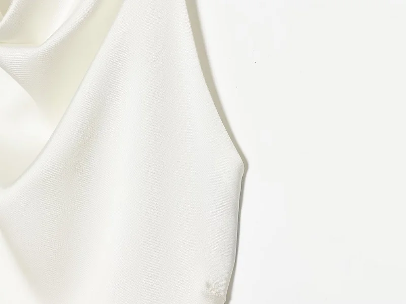 MUJER Sexy Satin-Neckholder-Top für Damen, asymmetrisches, rückenfreies Oberteil für Frauen, schulterfreies Sommer-Top, weibliches ärmelloses Tank-Top, Damen-Tops – Detail 8