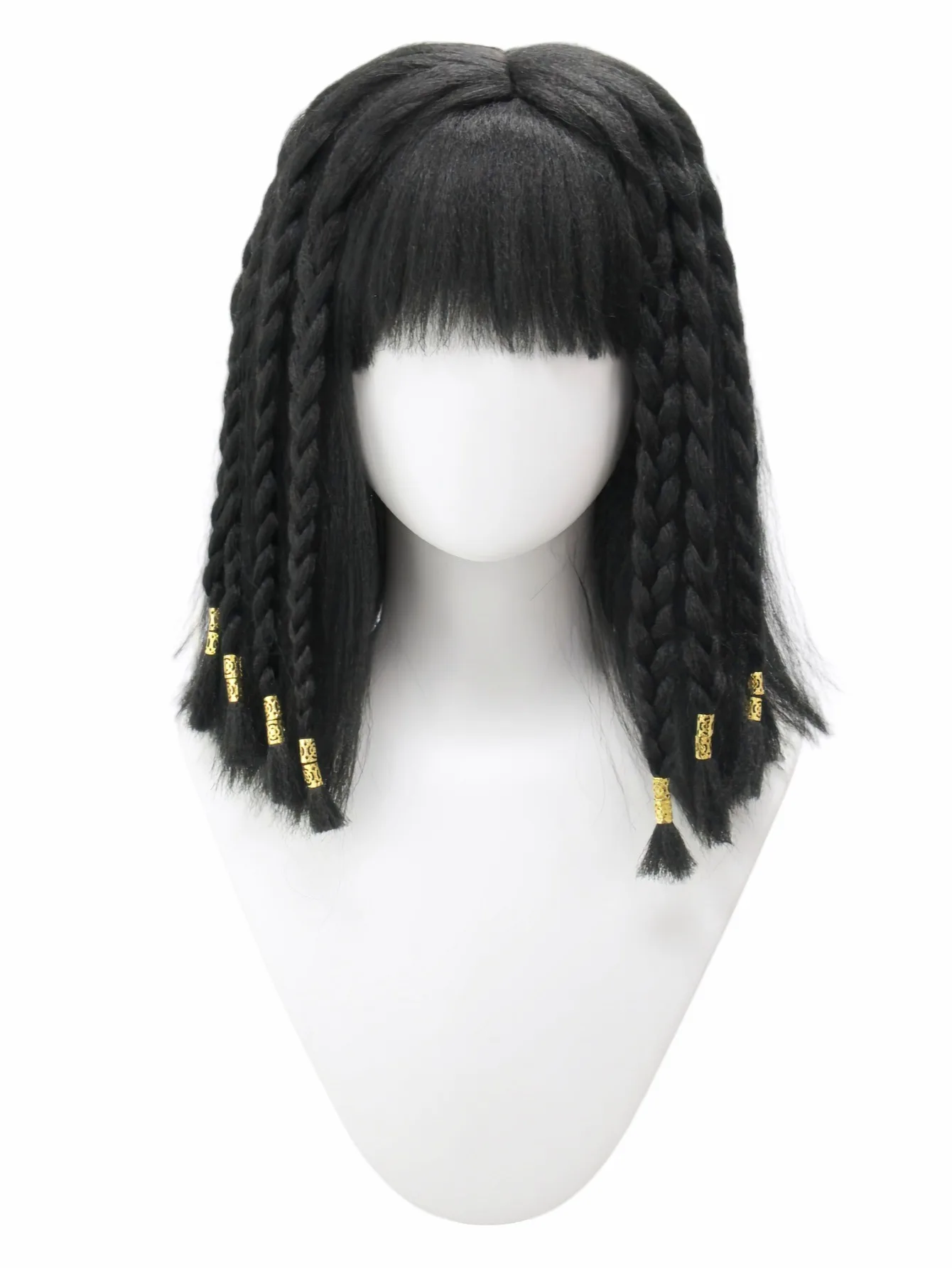 

High-quality Straight Braided Wig For Cosplay, Black Color, Heat-resistant, Suitable For Anime Character Wigs. Synthetic Wigs .
