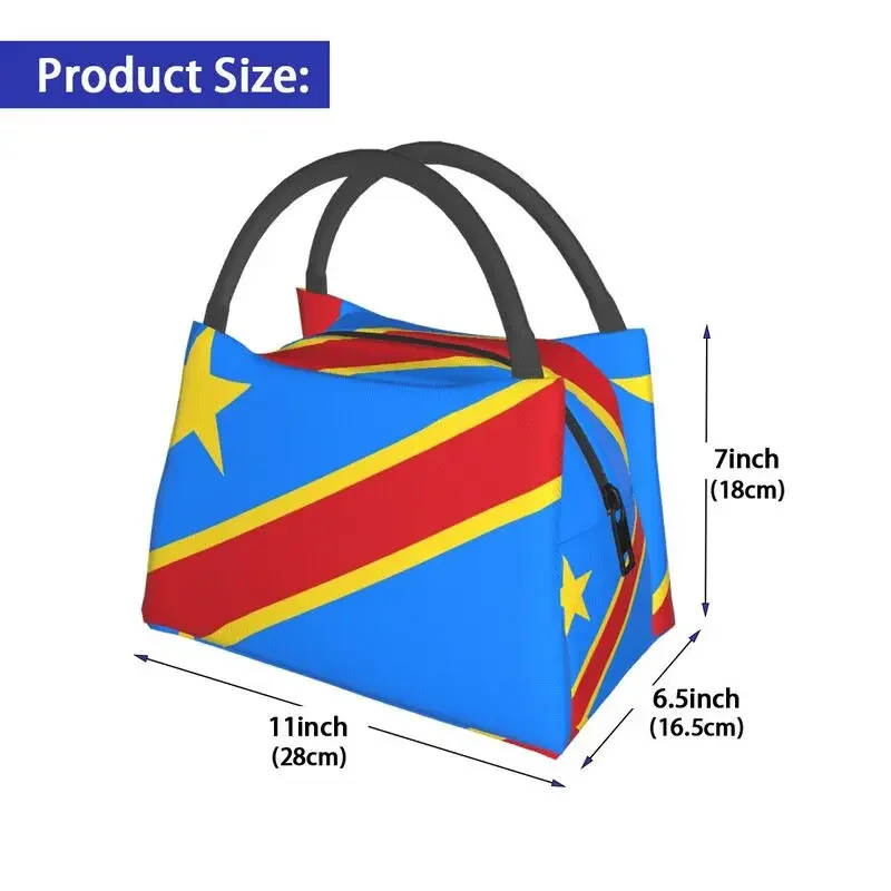 Custom Flag Of Congo Kinshasa Lunch Bags Women Cooler Warm Insulated Lunch Box for Office Travel lunchbag Thermal Bags