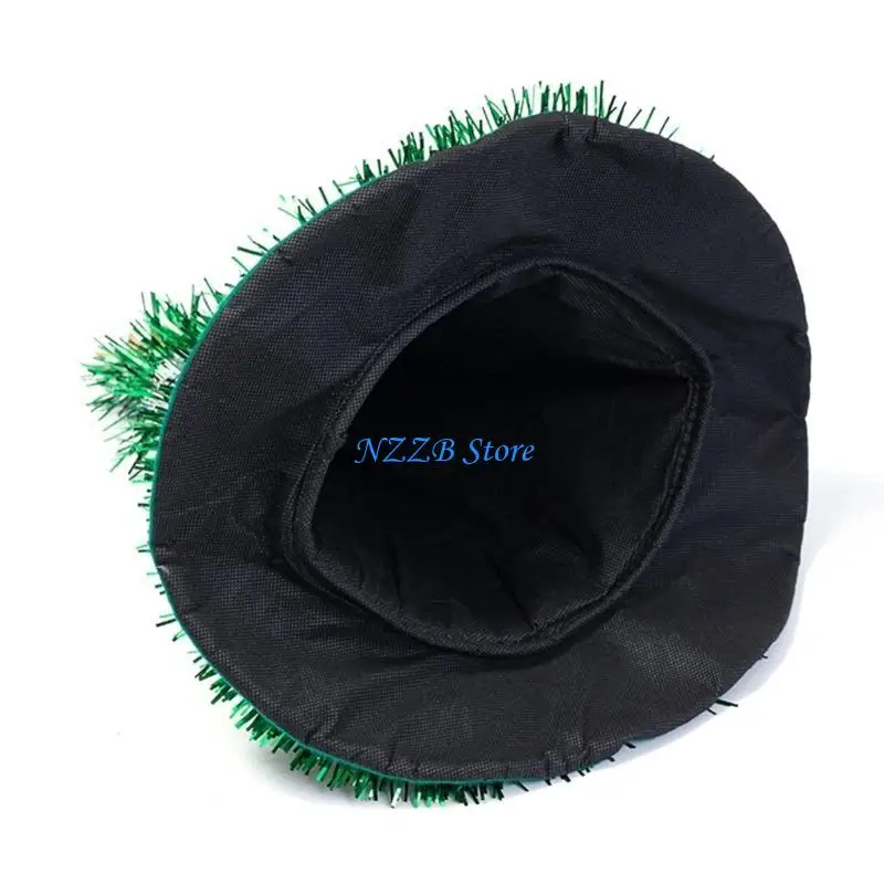 

T21F Unique Christmas Party Hat In Christmas Tree Designs with Star and Tinsels Holiday Santa Hat Costume Accessory for Adult