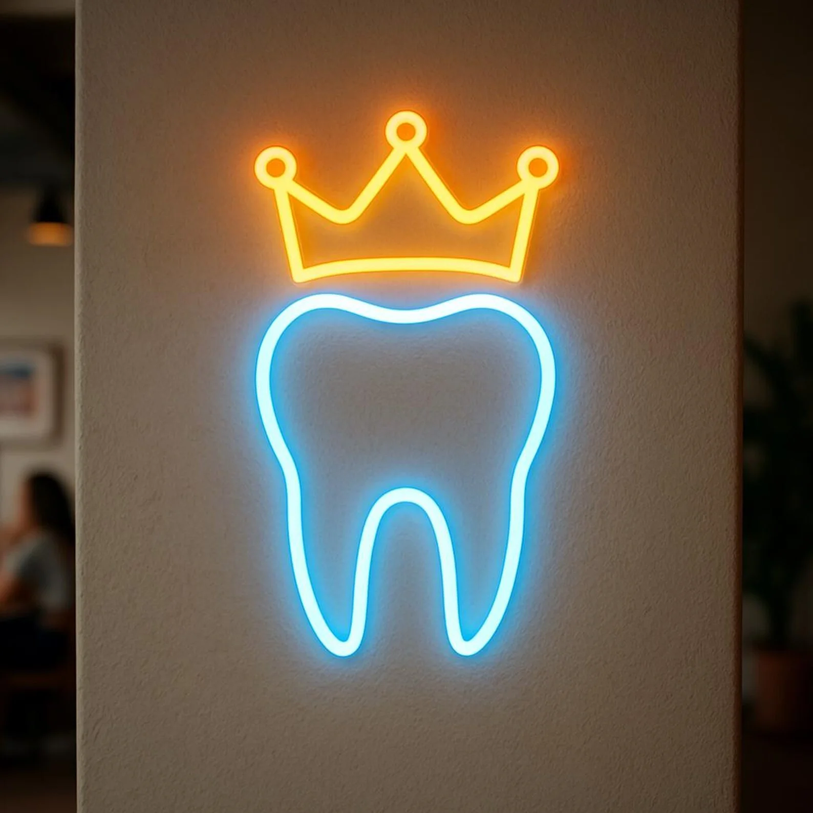 Tooth with Crown Neon Sign, Dentistry Light, Hospital Led Sign,Gift Idea for Dentist