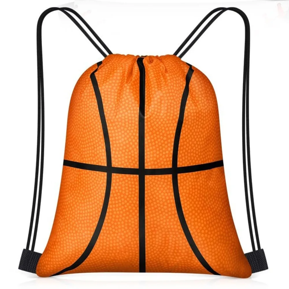 Polyester Drawstring Backpack Hand Carry Adjustable Sports Drawstring Bag Ball Pattern Multi-Purpose Backpack Storage Bag