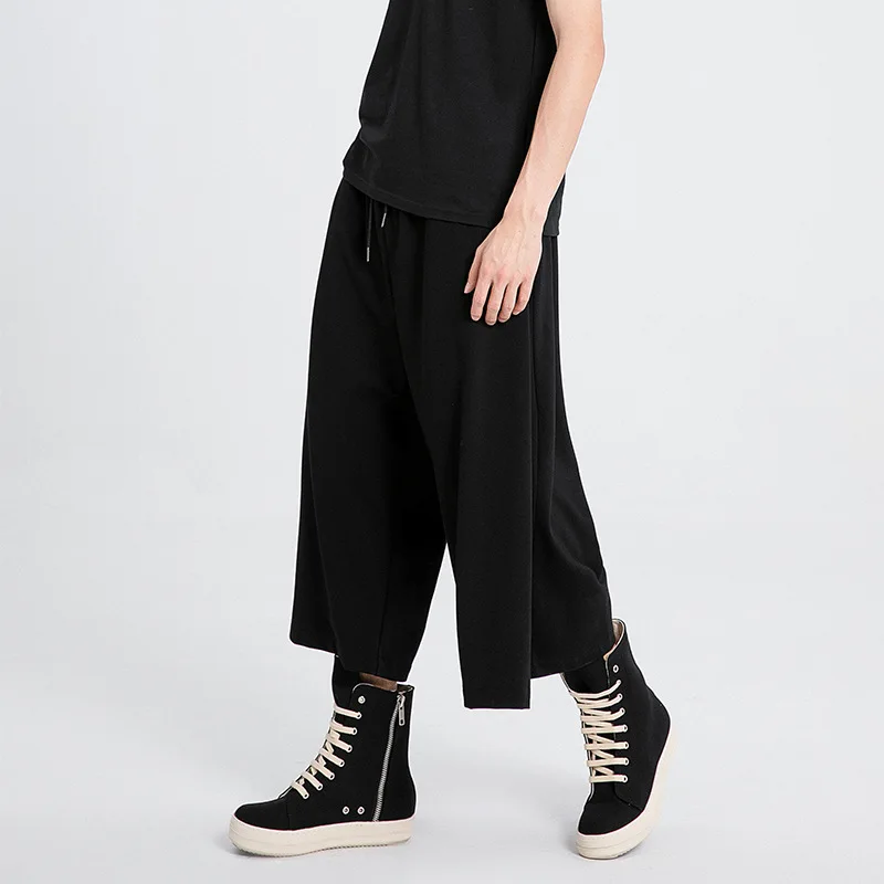 

Men's Casual Pants Japanese Style Simple Fashionable Personality Summer Thin Loose Nine-Point Wide-Leg Straight Casual Pants