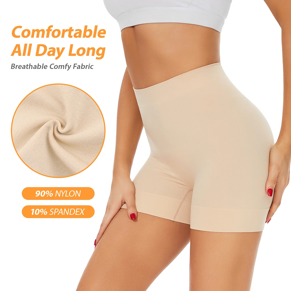 Anti Chafing Slip Shorts for Women High Waist Safety Boyshorts Invisible Under Dress Seamless Underwear Smooth Control Panties