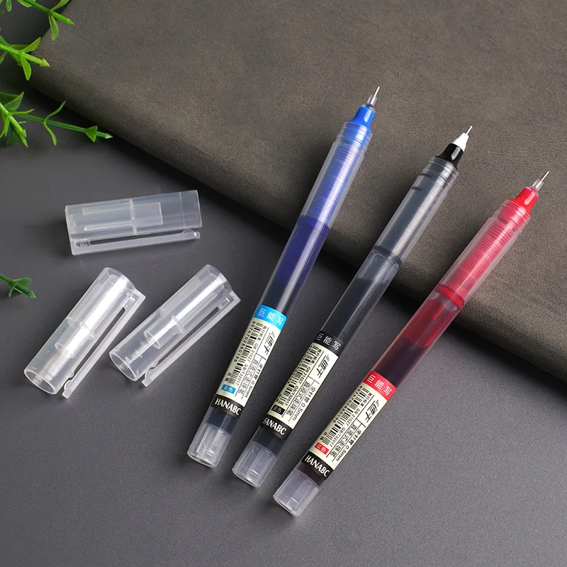 5pc Large Capacity Liquid Ink Gel Pens 0.5mm Ultra Fine Point Quick-Drying Cute Ballpoint Pens School Office Accessories