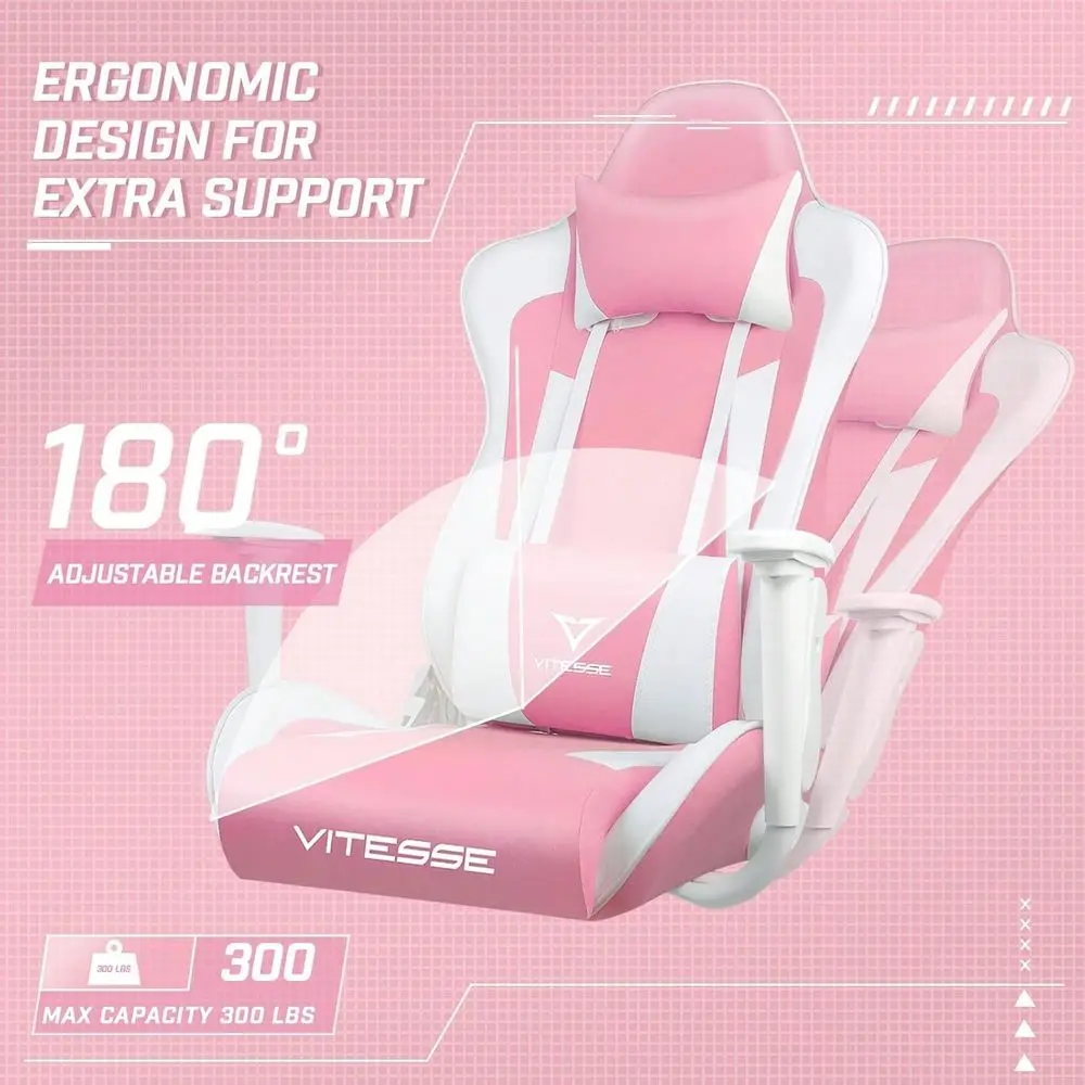 Ergonomic Gaming Chair For Teens, 330 Lbs PC Computer Gamer Chair Adults, Racing Gaming Office Chair, Silla Gamer Height Adjust
