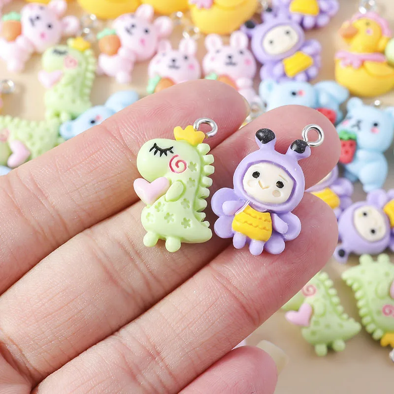 Zufällige Mischung 10/20 Stück Bunte Harz-Anhänger Niedliche Imitation Tier- Obst- und Lebensmittelserie Anhänger für DIY Schmuckherstellung Zubehör – Detail 23