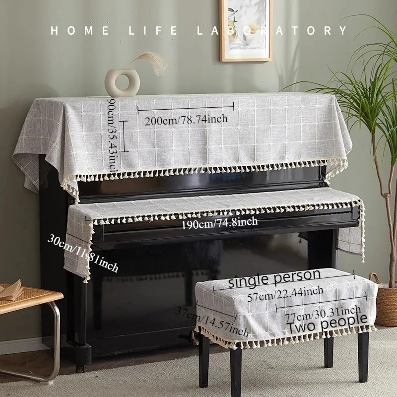 

Japanese Style Dustproof Piano Cover Cloth Universal Half Cover With Stool Cover For Electric Piano Keyboard