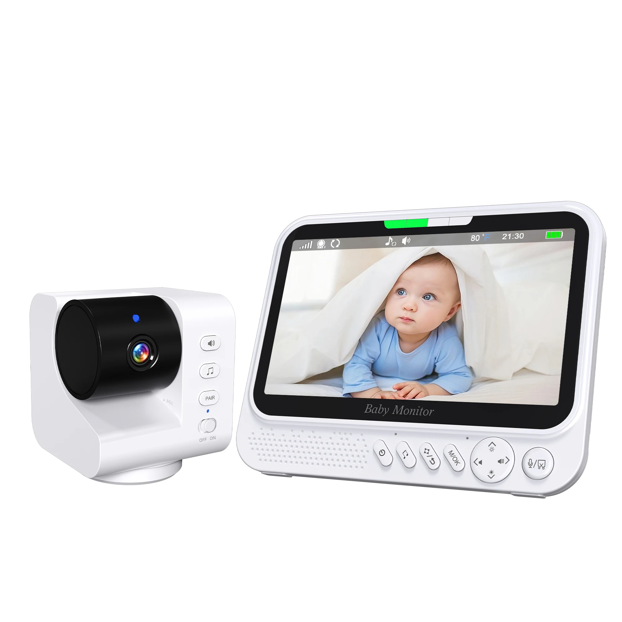 7inch IPS Screen 1v2 Wireless Video Baby Monitor Intercom Baby Nanny Security Camera VOX Mode Temperature Monitoring Babysitter