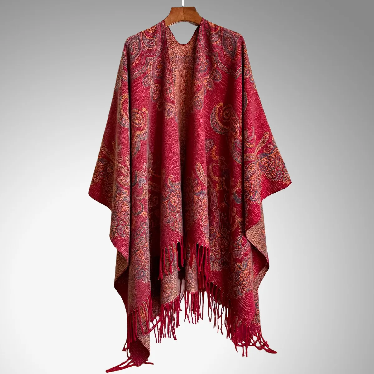 2025 automne/hiver commerce extérieur ethnique vent Jacquard cachemire gland Wrap Cardigan nouveau foulard pour femmes Wrap Poncho