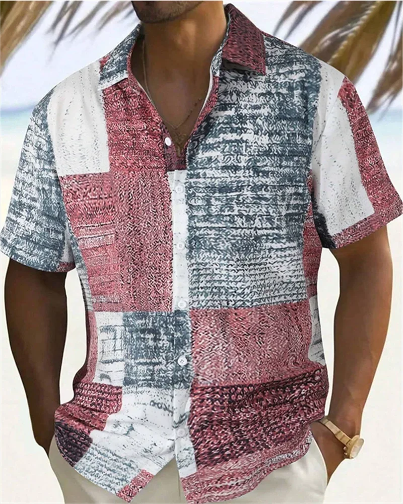 Chemise de plage hawaïenne à manches courtes pour hommes, chemise imprimée en 3D, revers boutonné, chemise de nuit de documents, haut de haute