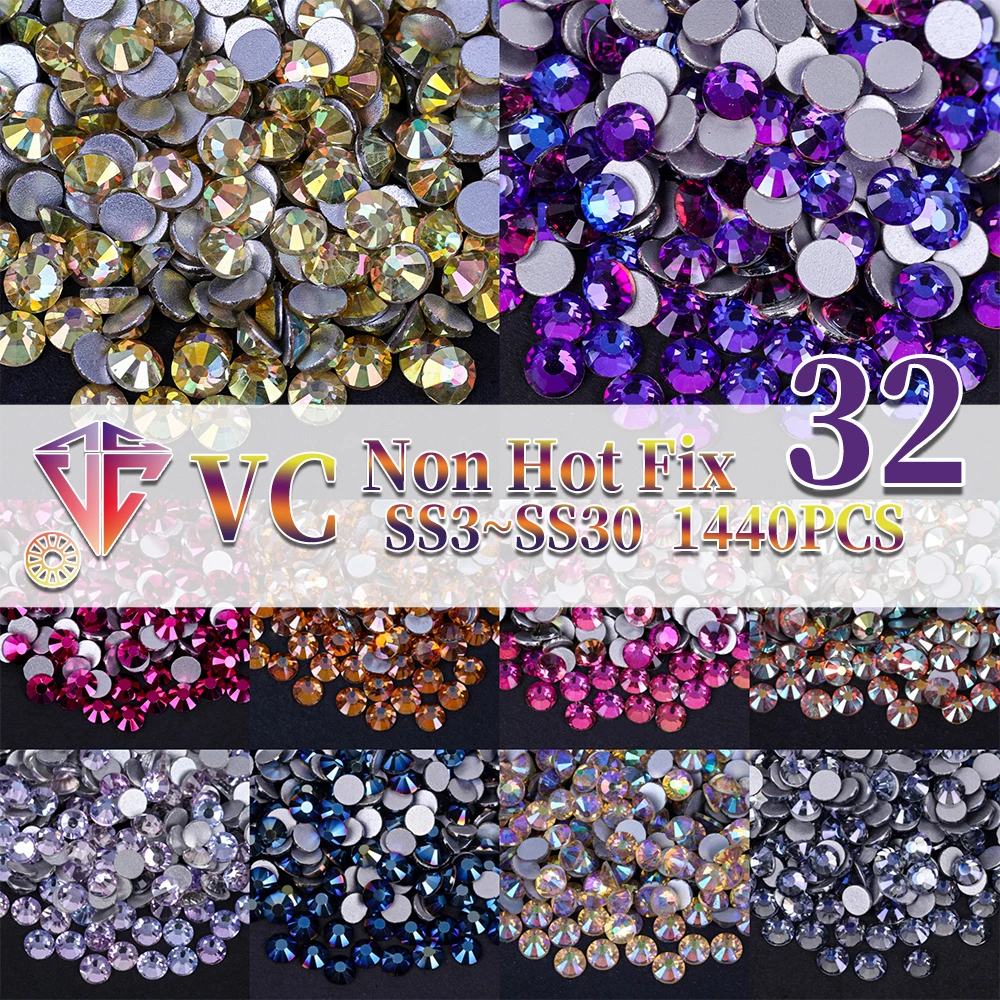 VC Plating color Crystal Loose стразы Non Hot Fix Rhinestones Glass Strass Non Hotfix Rhinestone Nails Art Decorations