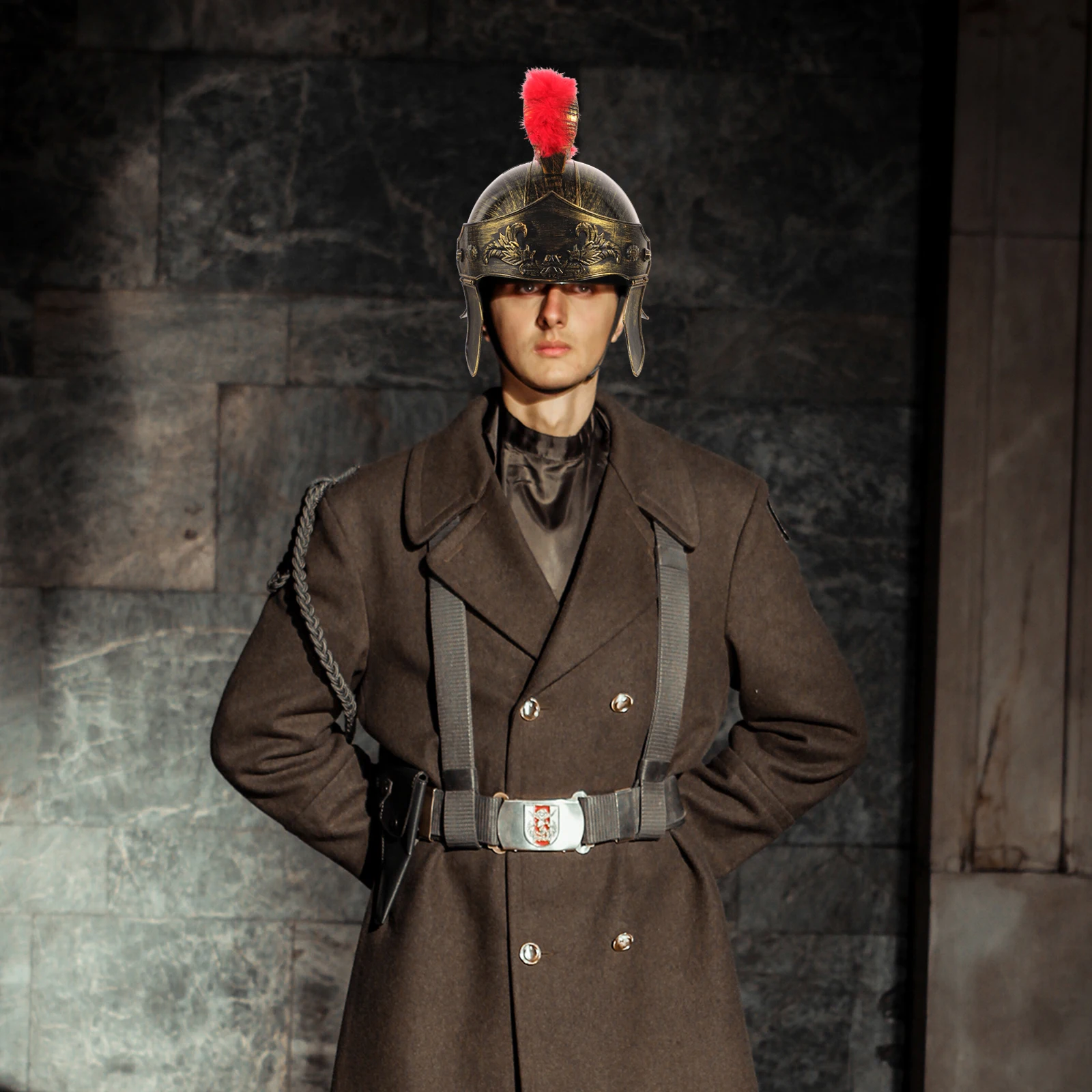 Alter römischer Hut, goldenes Herren-Kostümzubehör, Gladiator-Helm für Halloween, Karneval, Bühnenspiel