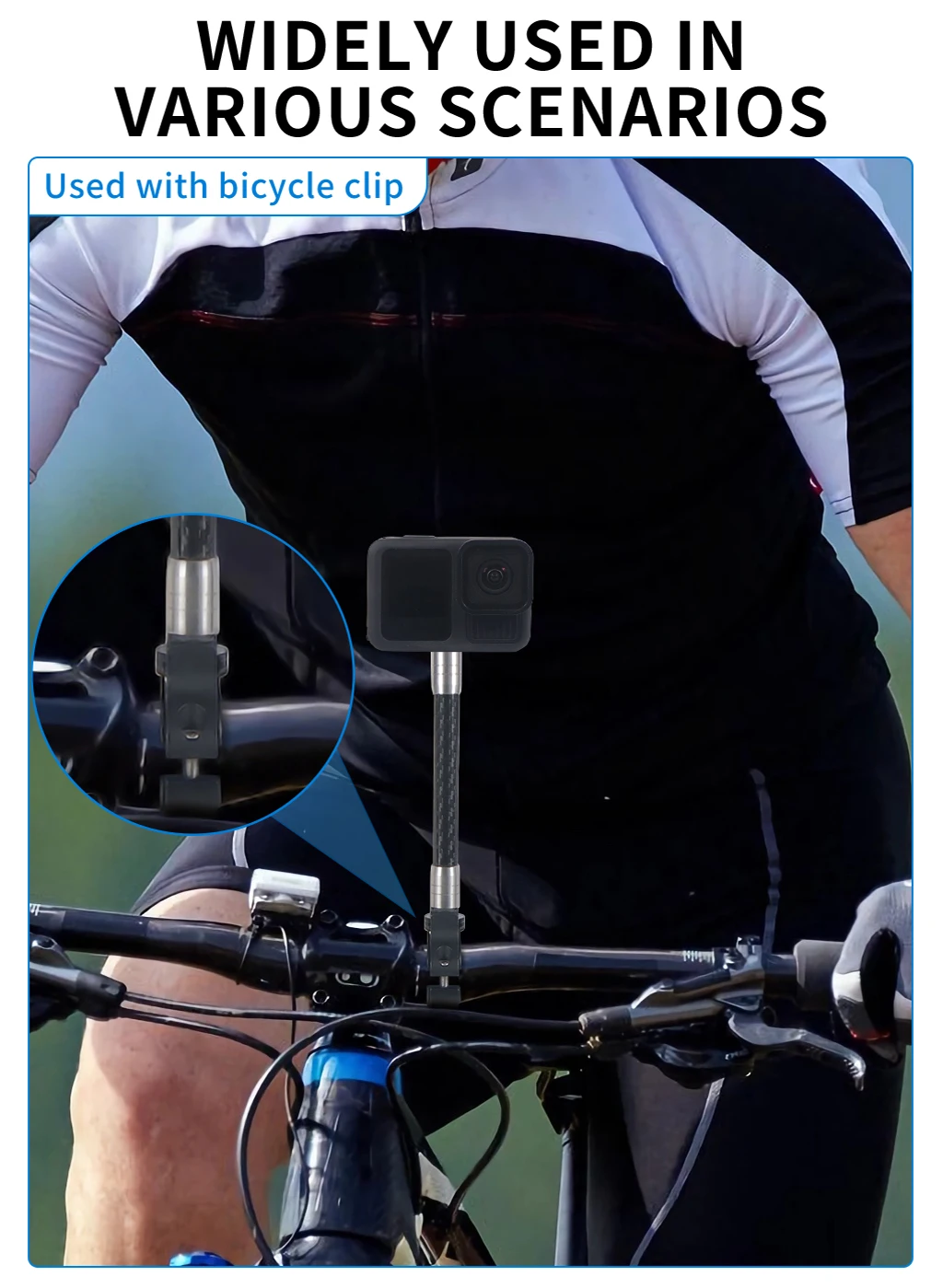 Carbon Fiber Extension Pole 1/4 Schraube Selfie Stick 12mm Erweiterte Stange für Gopro für DJI OSMO360 für Insta360 Kamera FOV Halterung – Detail 4