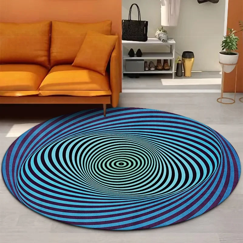 3D Visual Illusion Spiral Carpet Mat with Circular Geometric Pattern Foot Pad for Home Decoration Living Room  Bedroom Carpet