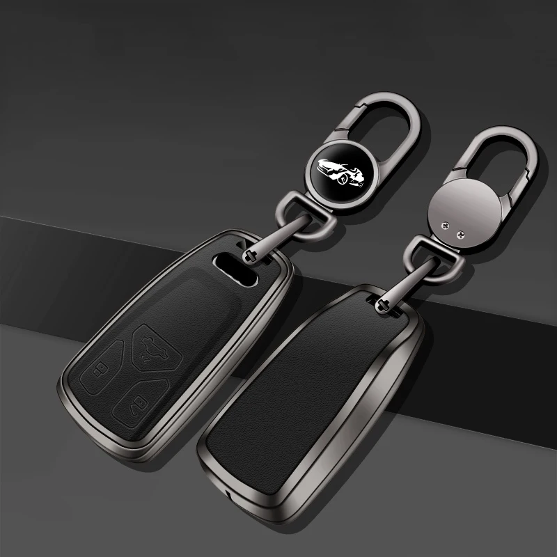 

Zinc Alloy+Leather Car Remote Key Case Cover Fob For Audi A4 B9 A5 A6 8S 8W Q5 Q7 4M S4 S5 S7 TT TTS TFSI RS Protector Keyless