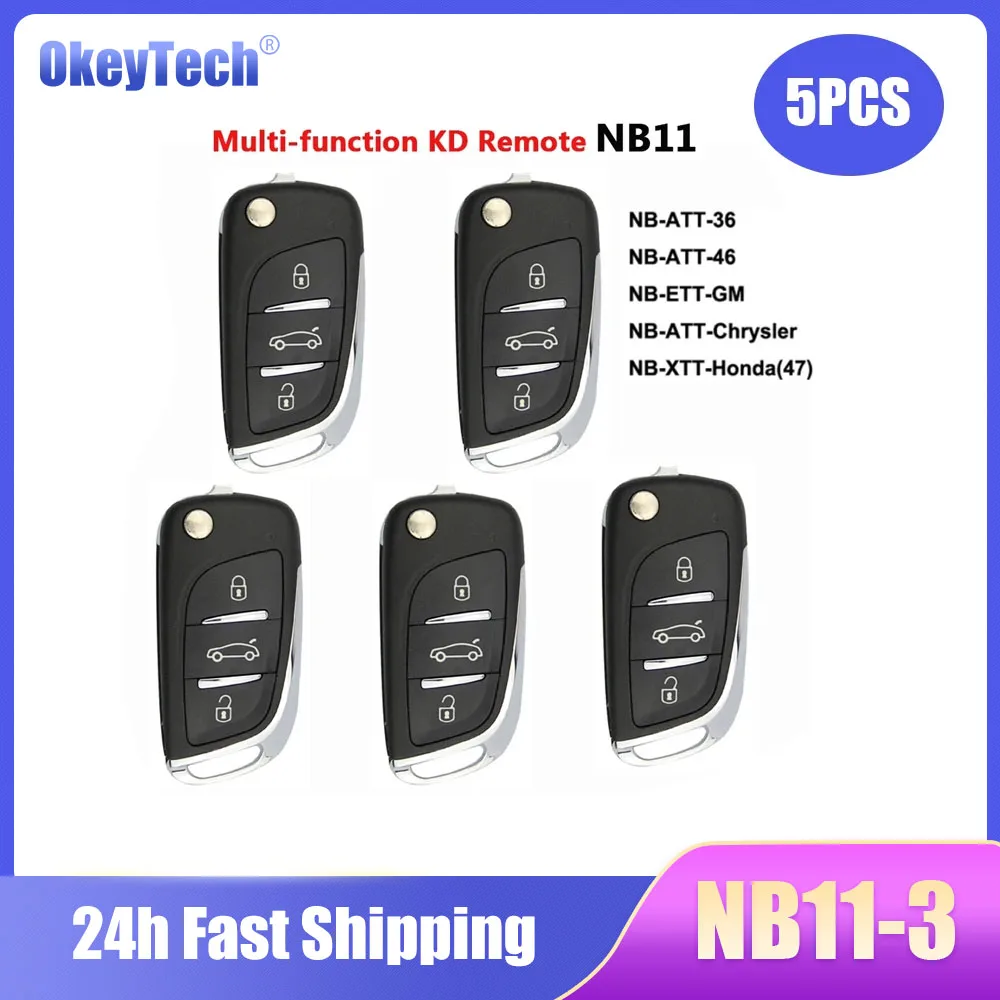 

OkeyTech NB11-3 5PCS/LOT Multi-functional KD Key Remote Control Auto Car Key for Keydiy KD900 URG200 KD200 Key Programmer