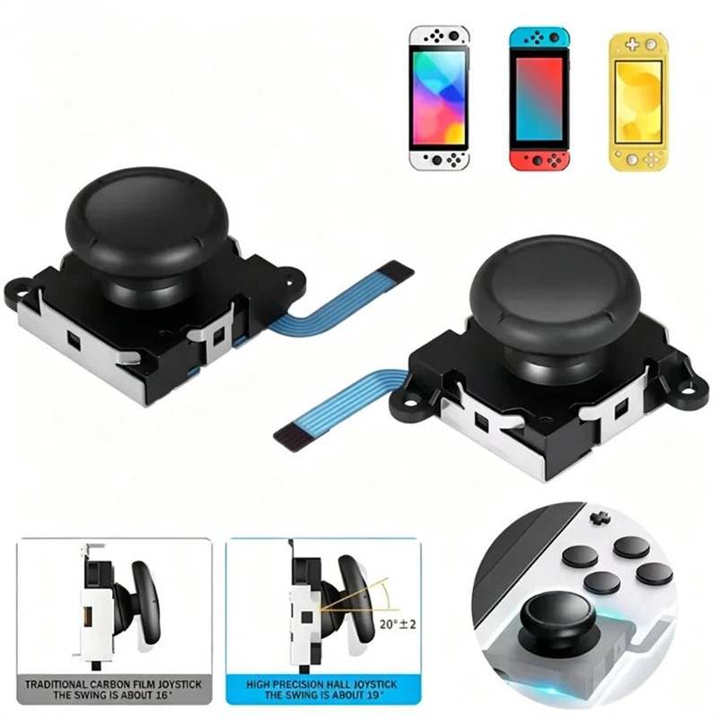 Joystick con Efecto Hall para Nintendo Switch/Lite/OLED – Repuesto de Palanca Analógica 3D, Accesorios de Reparación para Controlador