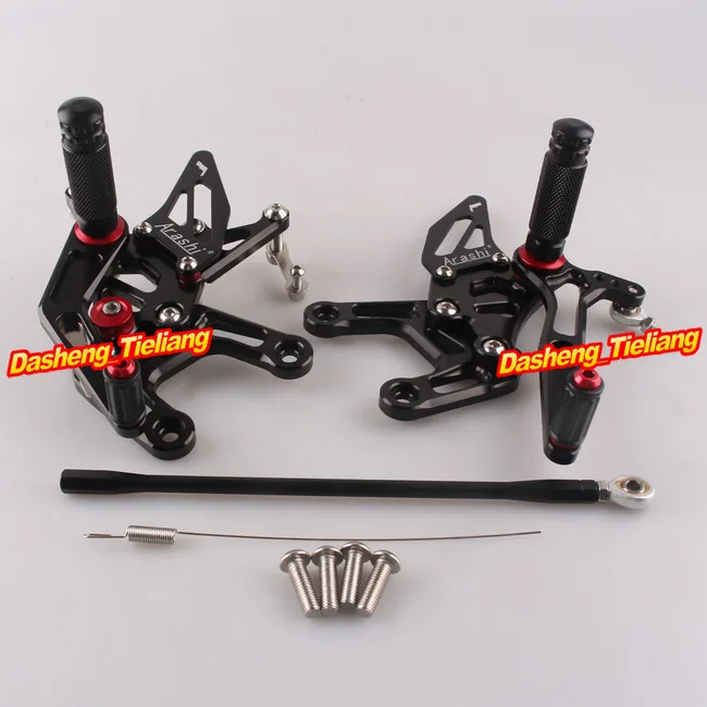 For Kawasaki Ninja ZX10R 2015 Black Motorcycle CNC Aluminum Alloy Adjustable Rearset Foot Pegs Rests Footpegs