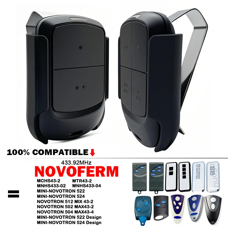 

Для клона NOVOFERM MCHS43-2 MTR43-2 MNHS433-02 MNHS433-04 MINI-NOVOTRON 522 524 433,92 МГц пульт дистанционного управления для открывания гаражных ворот