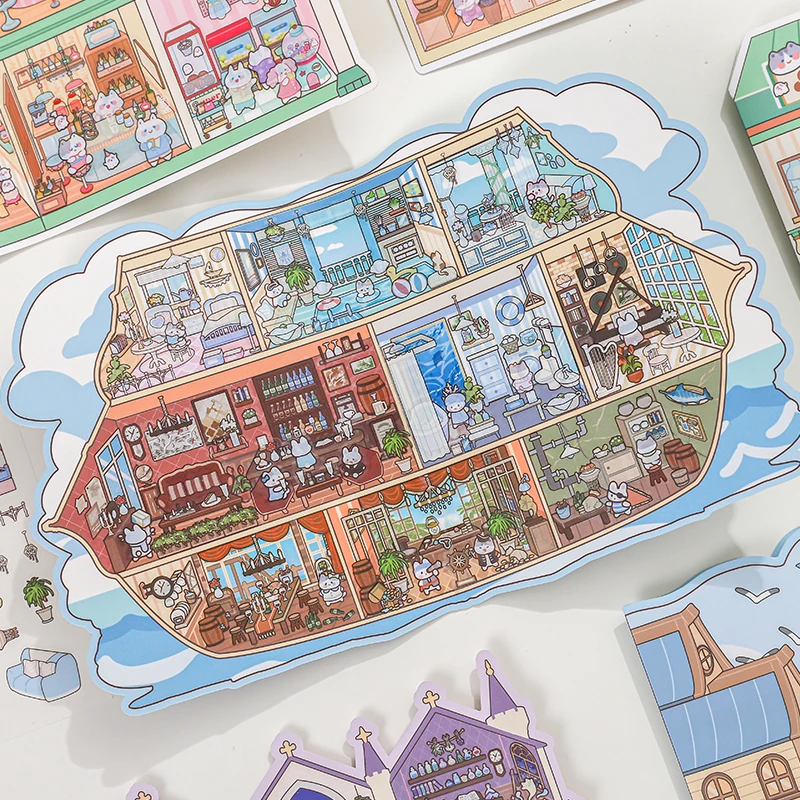 

Card Lover 4 Pcs [Twilight Star Lights] 3D Large Landscape Sticker Car Hotel Pirate Cruise Waterproof Material for Scrapbooking