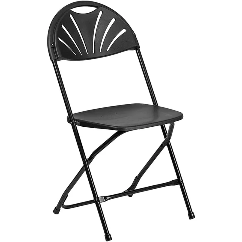 8 Pack HERCULES Series 650 lb. Capacity Black Plastic Fan Back Folding Chair