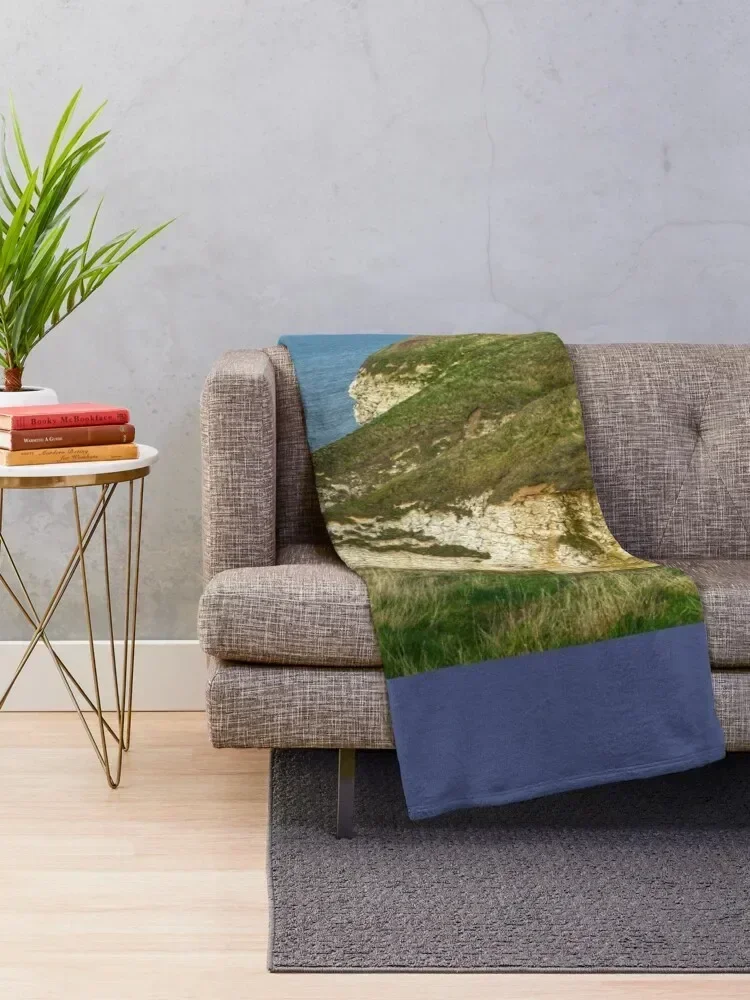 Bempton Cliffs View Throw Blanket Blankets For Sofas Sleeping Bag Flannel Fabric Blankets