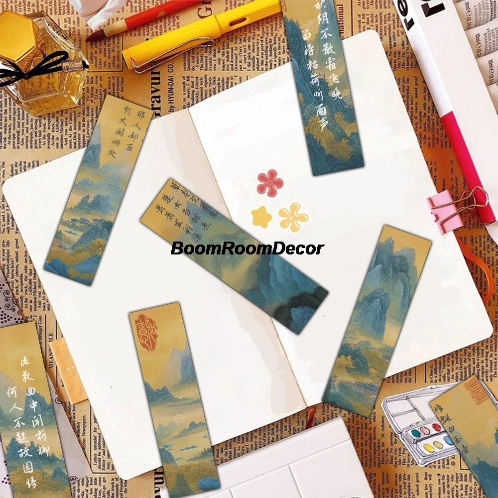 

30PCS Only This Green Bookmark Harajuku Laptop Home Decoration Student Card Reading Book Gift DIY Creative Landscaping Bookmark