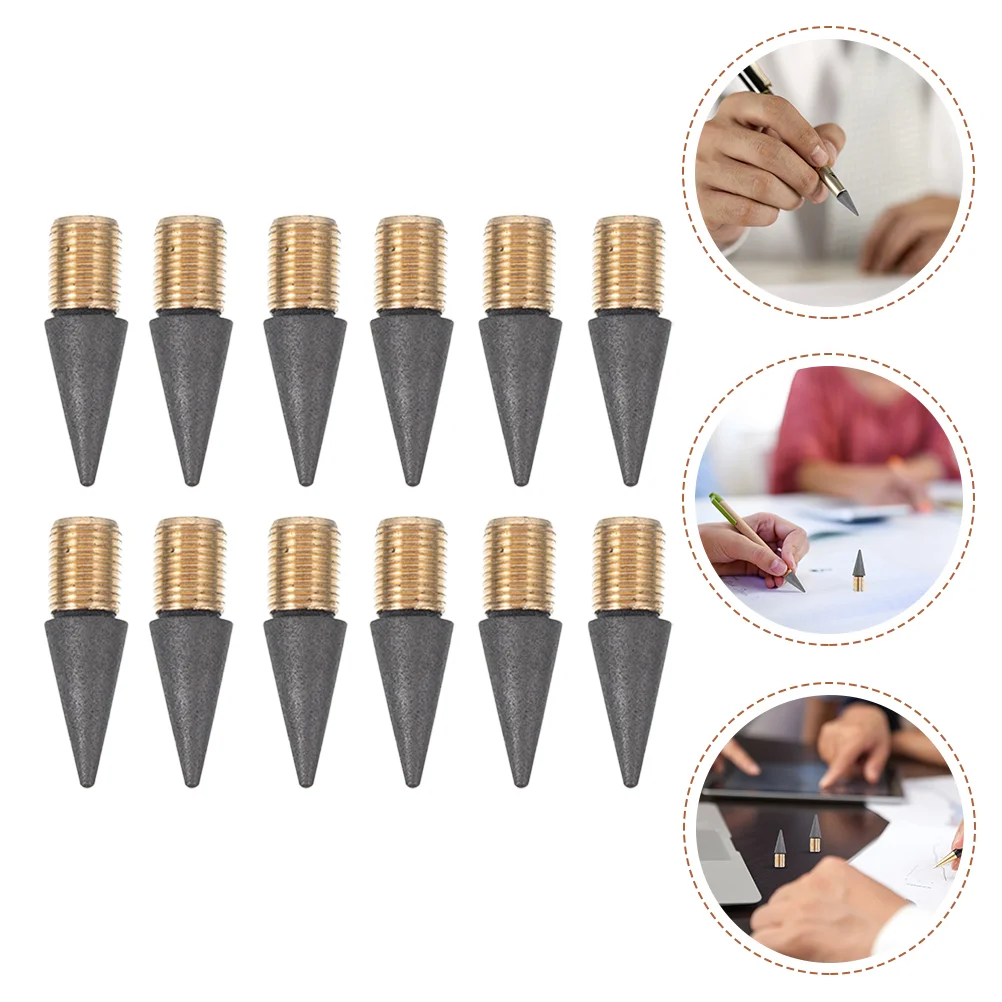 12 Pcs Replacement Pencil Tip Inkless Replaceable Head Infinite Heads No-sharpening Pencils Refill Replacements Nibs Tips