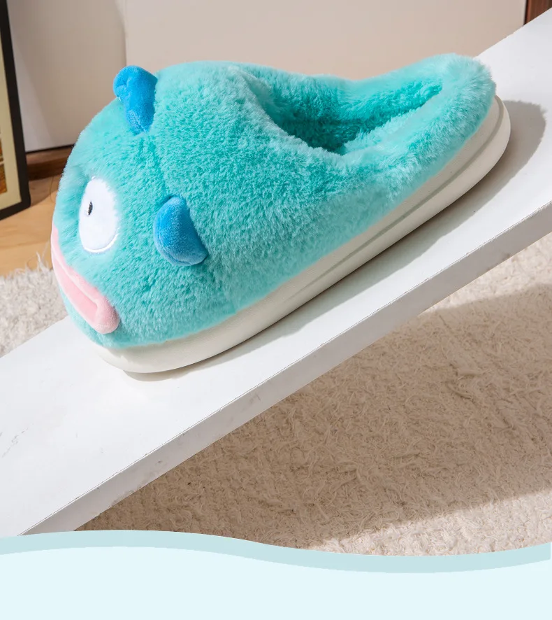 New lovely ugly fish slipper women's winter warm indoor slides woman fuzzy home bedroom shoes ladies room office booties slipper
