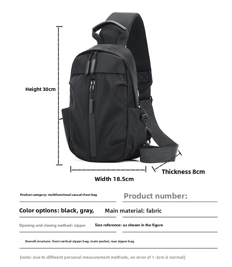 New Men's Chest Bag, Outdoor Sports Travel Single-shoulder Crossbody Bag, Multi-functional Waterproof Single-shoulder Chest Bag