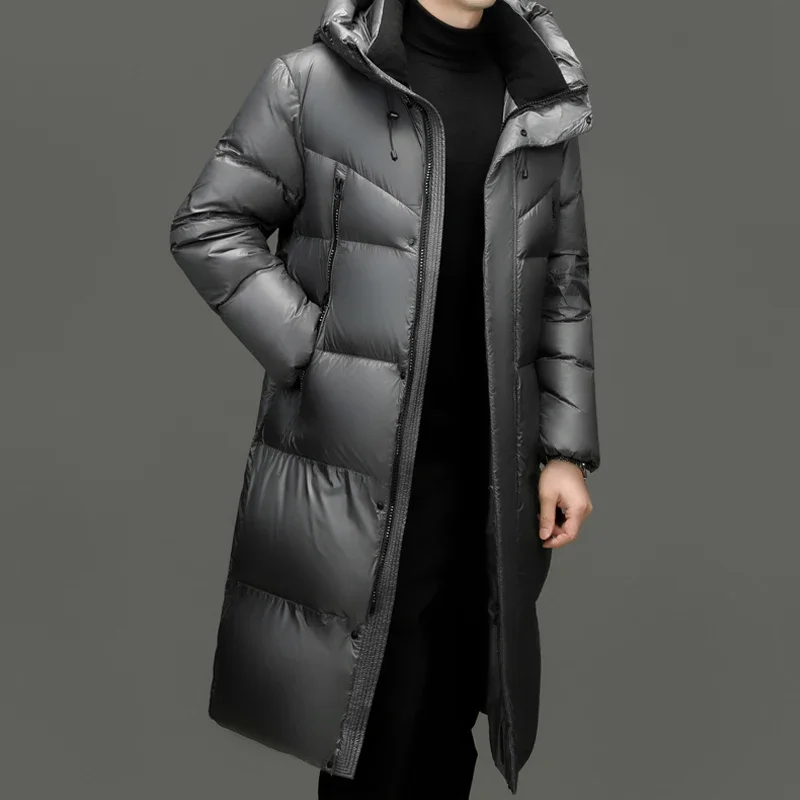 Luxus lange Daunen jacke Mann gepolsterte Designer kleidung Männer ducken sich Männer leichte Polsterung Herren Winter jacke Freizeit mantel