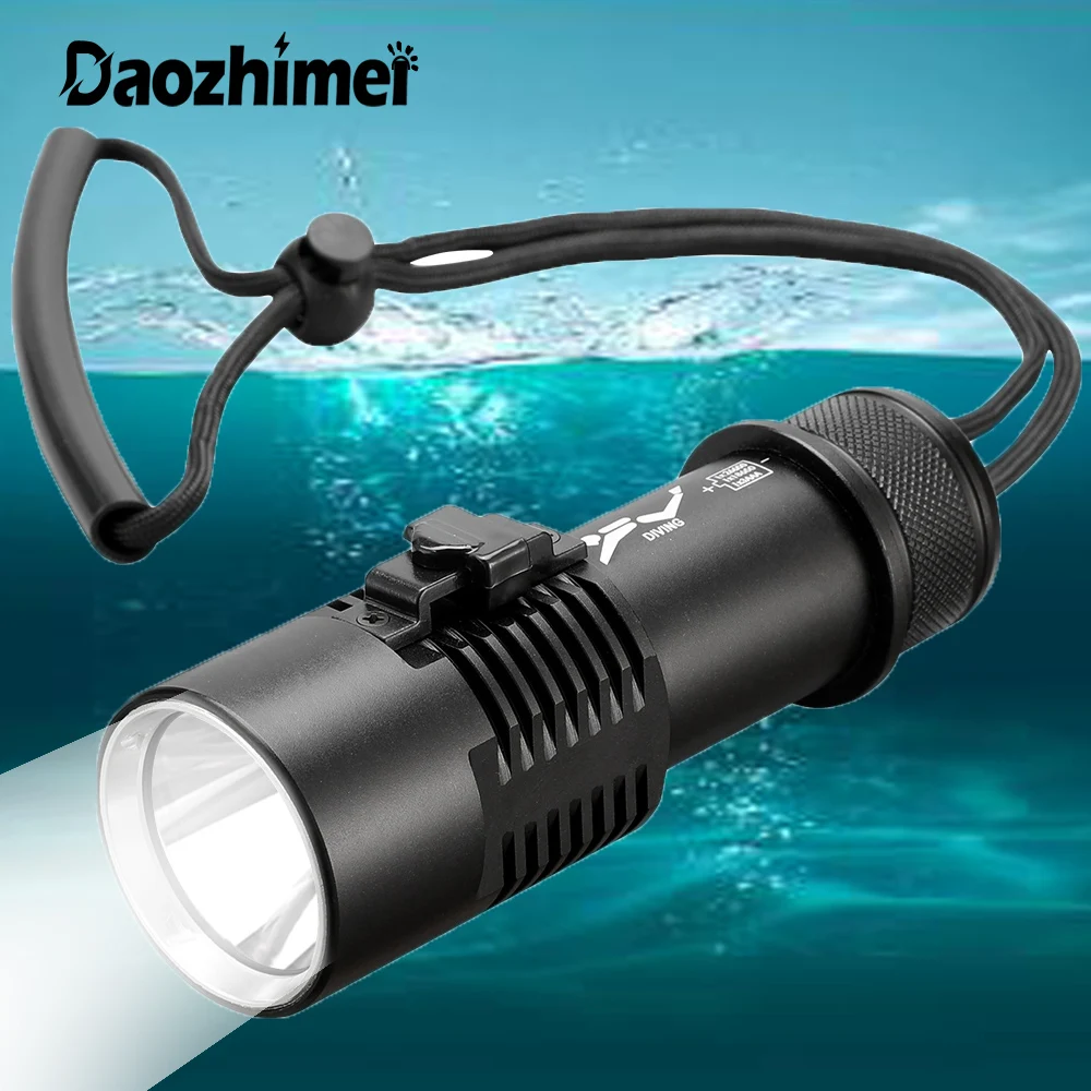 Diving LED Flashlight XHP70 Yellow/White light 3 Modes Diving Torch Light IPX8 Waterproof Underwater Camping Fishing Lantern