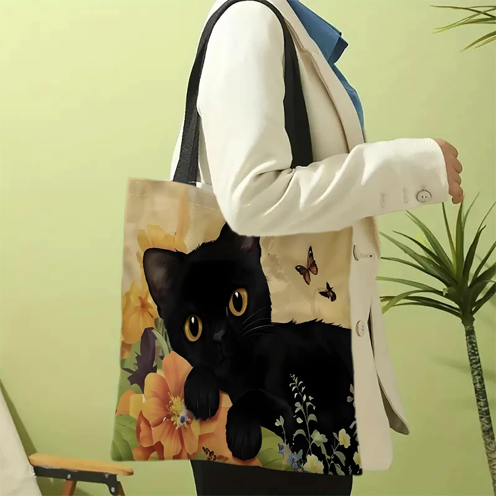 1 Stück süße Cartoon-Katze-Umhängetaschen, lustiges Tier, die Sternennacht, Umhängetaschen, lässige modische Tasche, multifunktionale Handtasche – Detail 11