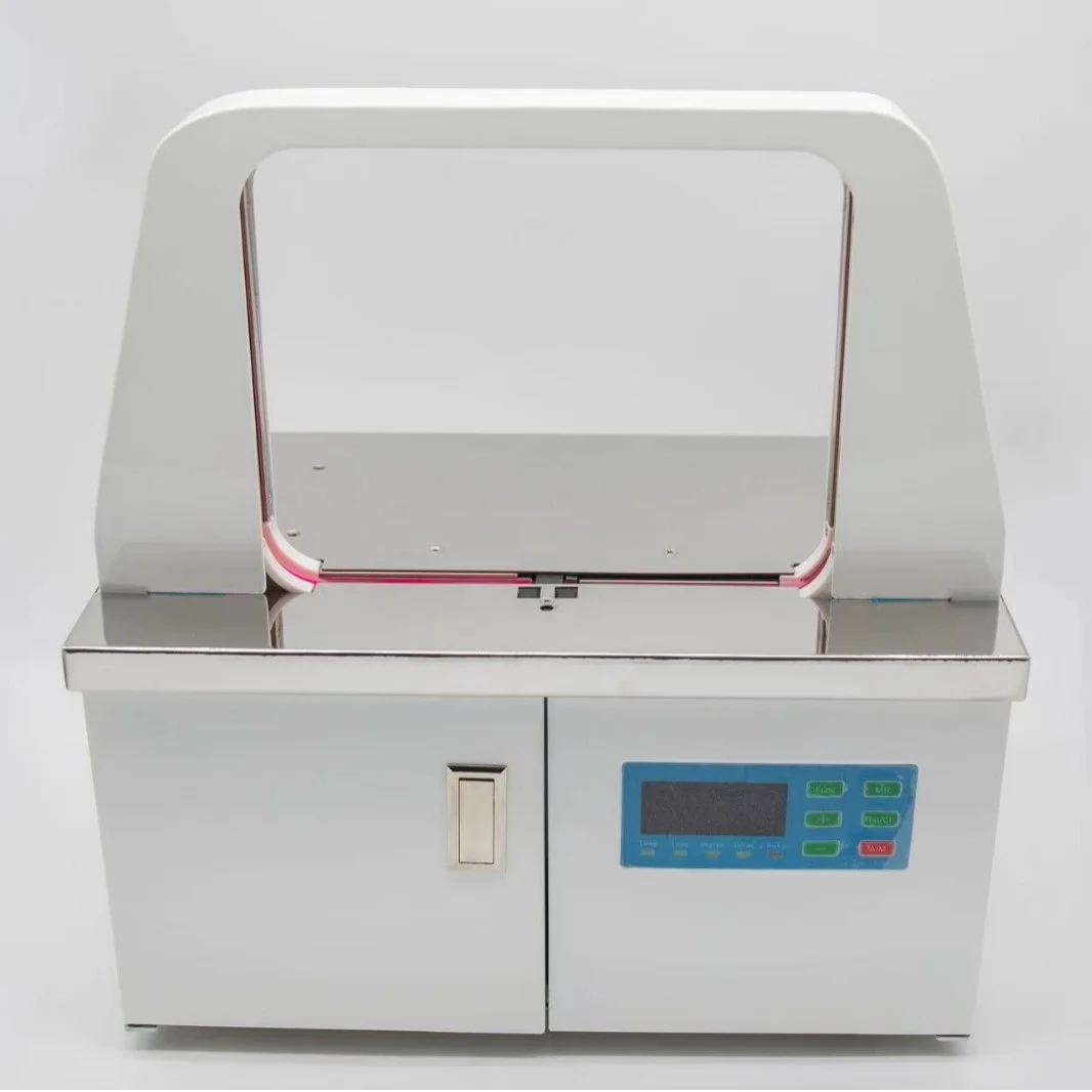 Automatic intelligent small strapping machine with OPP and hot melt adhesive for strapping vegetables, books, food and cartons