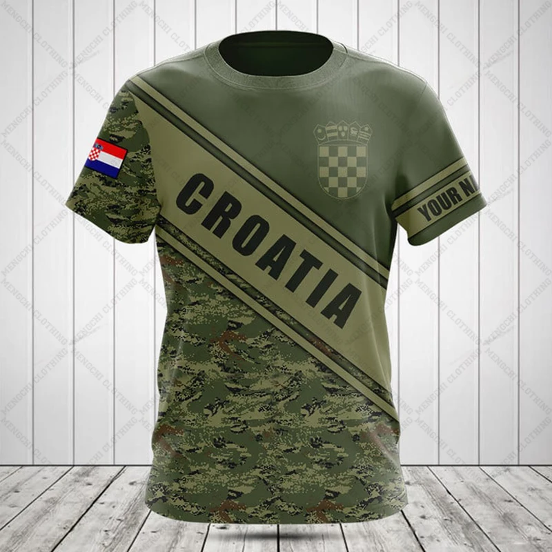 Customize Croatia Camouflage Tees Summer Cool Jersey Men\'s Fashion Loose Sportswear T-shirts Boys Oversized Short Sleeve Tops