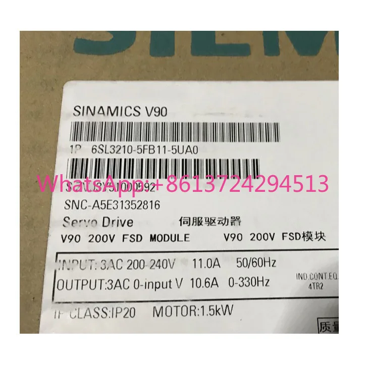 New original 6SL3210-5FB11-5UA0 V90 inverter 1.5KW kW 200V drive PTI version spot