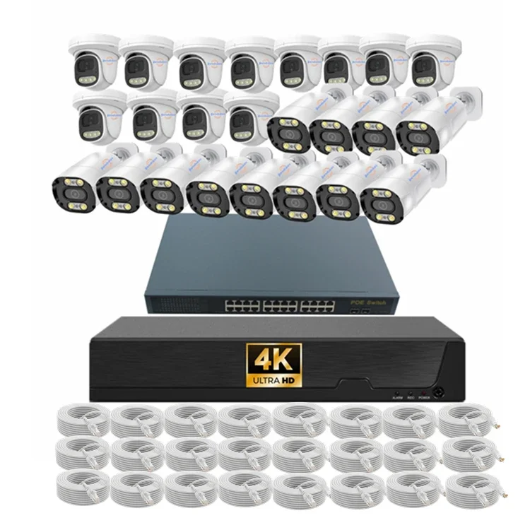 

Jianvision 24CH 4K 8MP Waterproof CCTV Security Camera System with Full Color Sound Record Indoor Outdoor IP POE Built-in Mic
