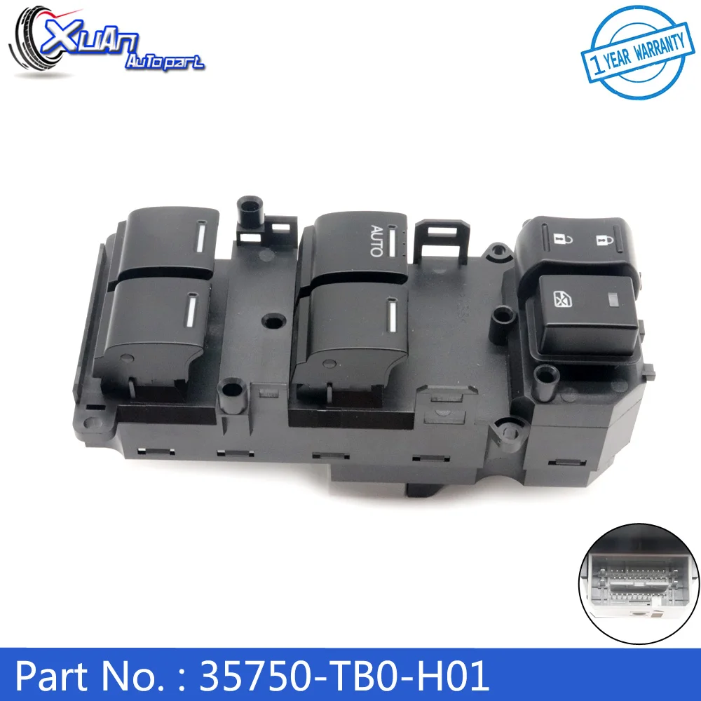 XUAN Left Side Auto Electric Power Window Control Switch 35750-TB0-H01 For Honda Accord EX LX 2.4L 3.5L 2008-2012 35750TB0H01