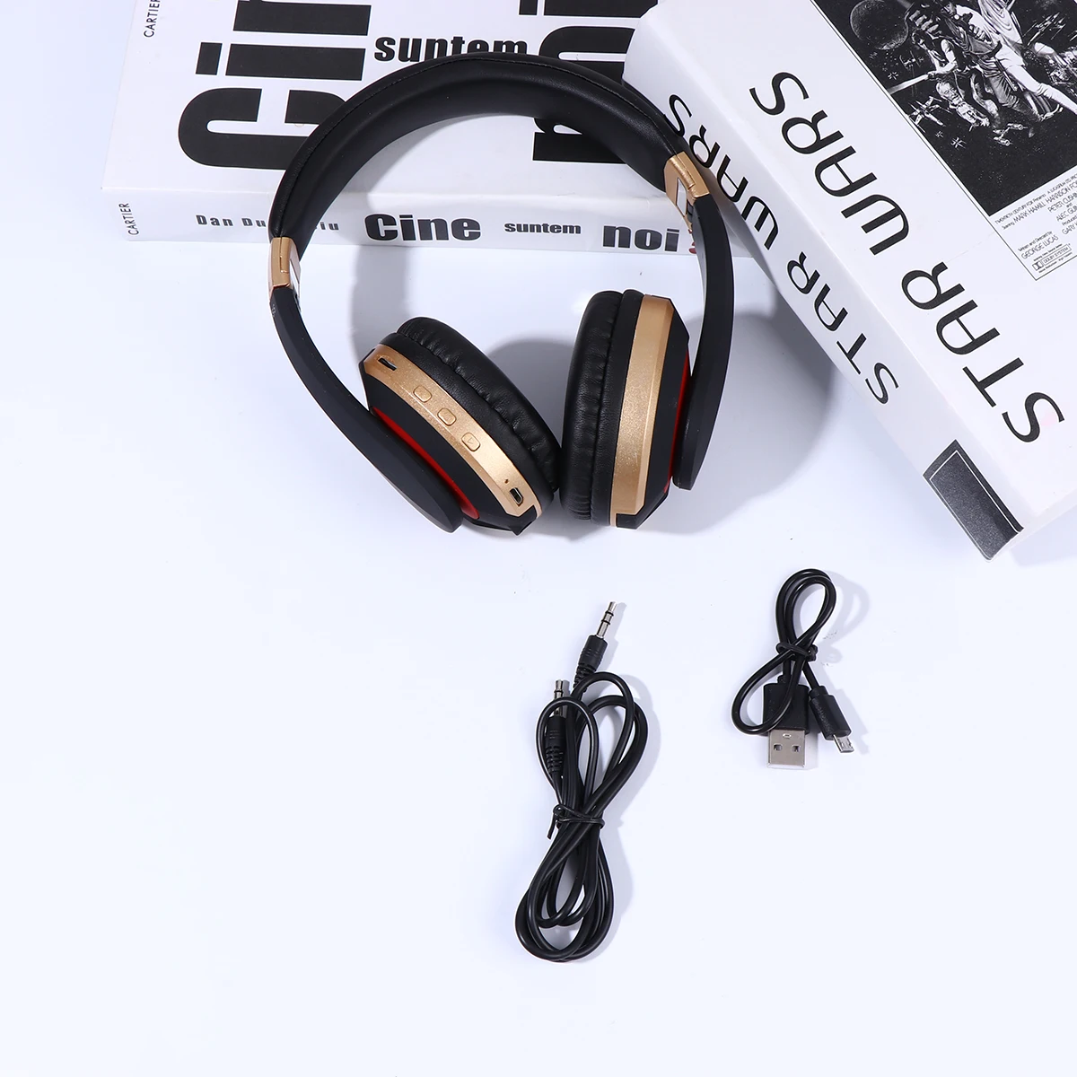 

Wireless 5.0 Foldable Headphones Card Support Stereo Ear Headset For Phone Laptop Golden Comfortable