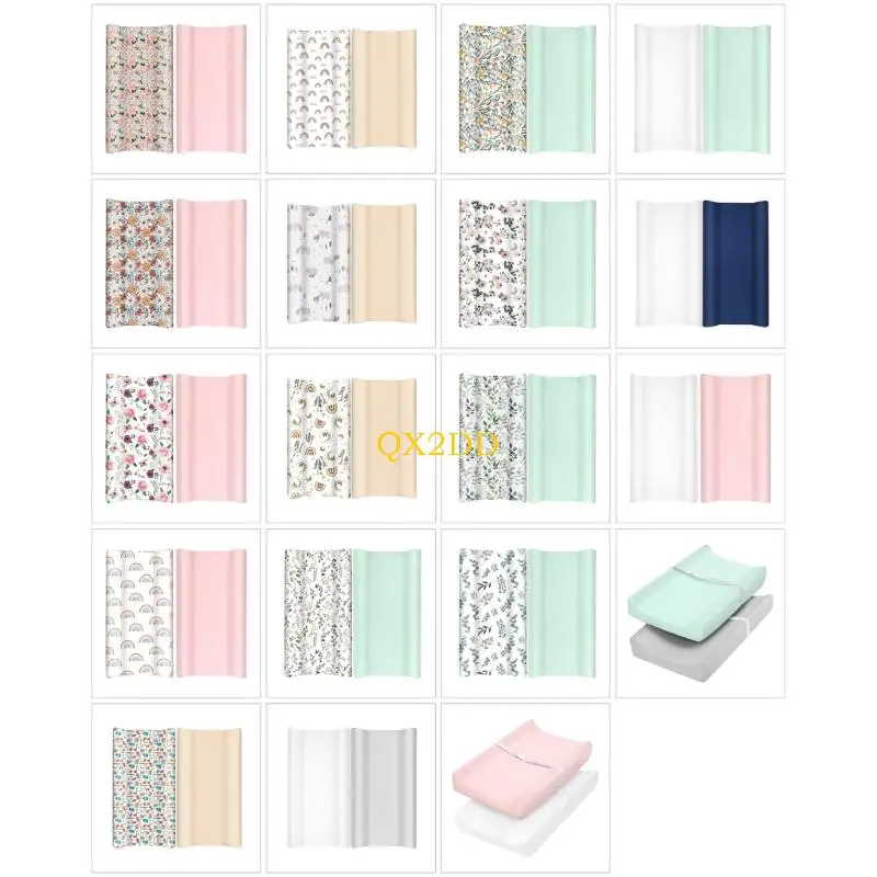 QX2D Set of 2pcs Elastic Bassinet Sheet for Newborns Baby Fitted Sheet Protective Case Nursery Room Essential Bedding