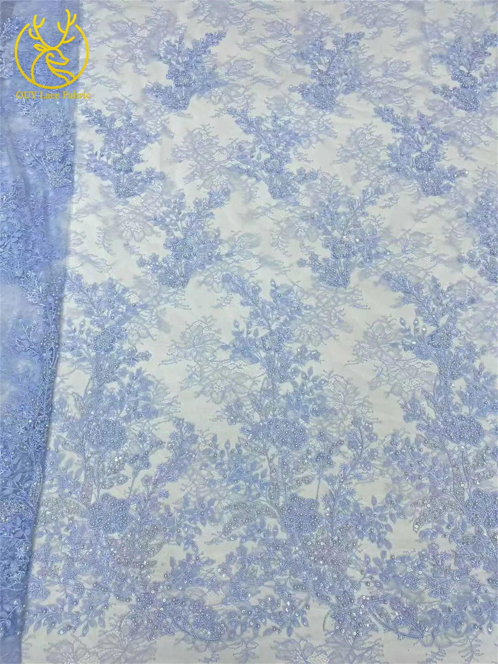 Französischer Mesh-Perlen-bestickter Spitzenstoff 2026 Hochwertiger nigerianischer Mesh-Pailletten-Spitzenstoff Damen-Hochzeits-Party-Kleider – Detail 15