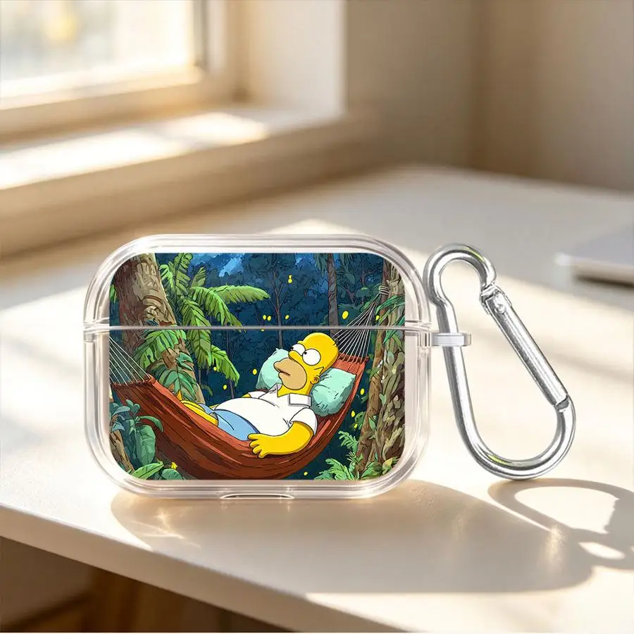 Case For Airpods 5 4 3 Pro3 1 Pro2 2 Pro Clear Earphone Cases Cover Skeleton S-Simpsons