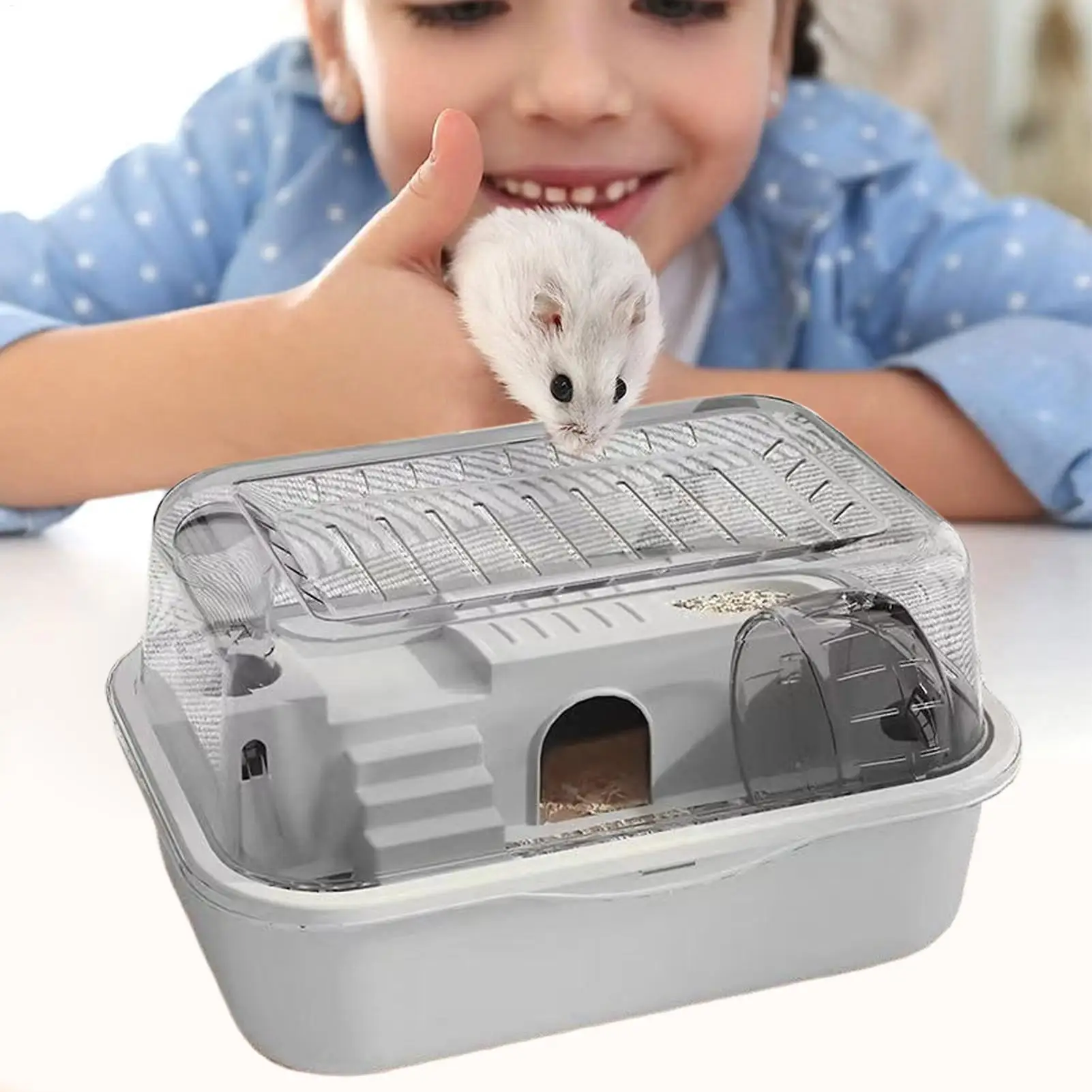 Jaula grande para hámster, jaula para hábitat de hámster para mascotas de 2 capas, rueda para correr silenciosa, hábitat de animales pequeños adjuntos para conejito Chinchilla