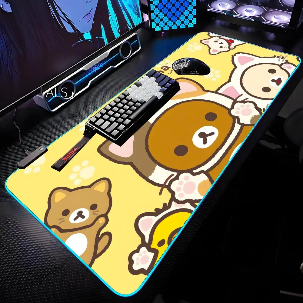 

Коврик для мыши R-Rilakkuma-es с RGB-подсветкой, коврик для мыши для ноутбука, коврик для мыши для ноутбука, геймерский коврик для компьютерного стола, игровые аксессуары