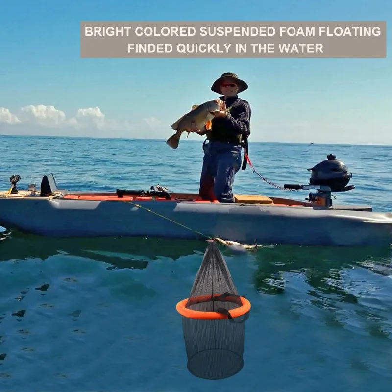 Keranjang Ikan Mengambang Dapat Dilipat Jaring Umpan Jaringan Kandang Pancing Penyimpanan untuk Ikan Kecil Yang Diculik Langsung Kayak Lobster