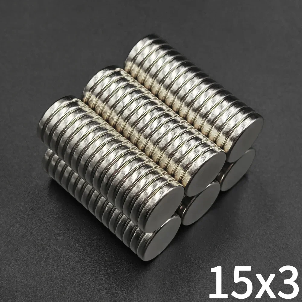 Round Magnet 15x3mm Permanent Super Strong Powerful Magnetic Disc 15*3 for Fridge, DIY, Building, Scientific, Craft, Education